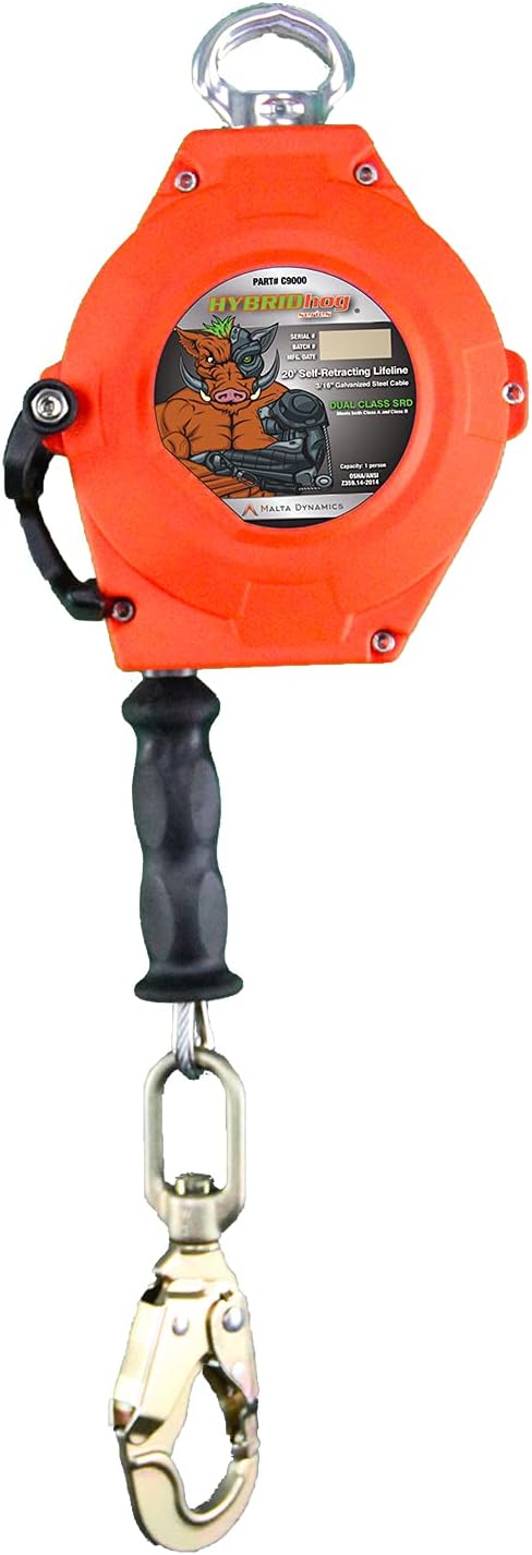 Self Retracting Lifeline 20' Class A & B Cable Fall Protection Safety Lanyard O49677