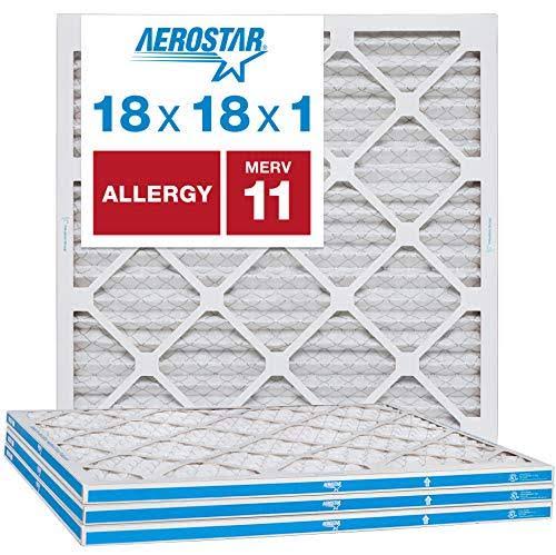 18x18x1 MERV 11 Pleated Air Filter, Box of 4 H93547