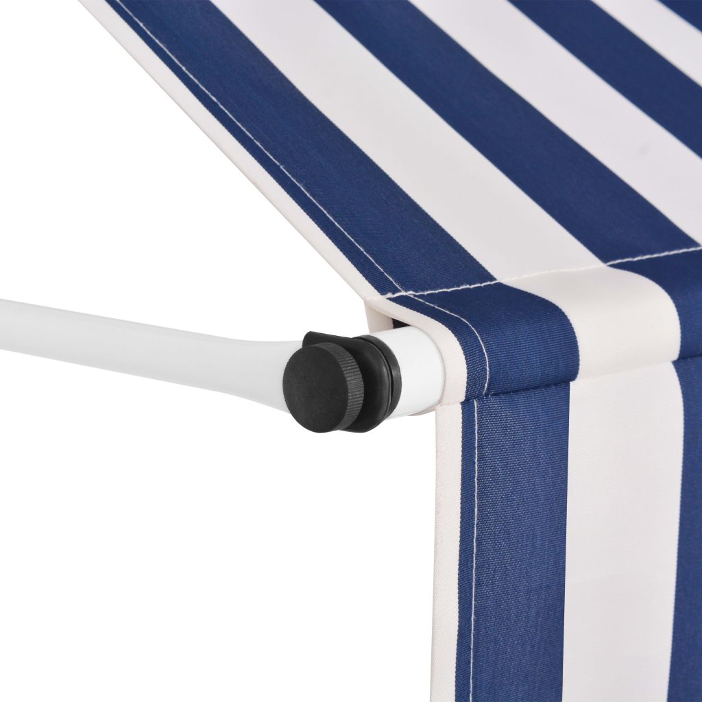 Manual Retractable Awning 137.8" Blue and White Stripes G197