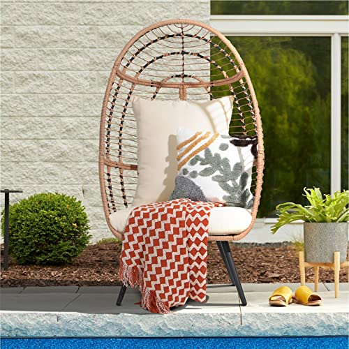 Wicker Egg Chair with Legs Cushion 350 lbs Capacity S6502