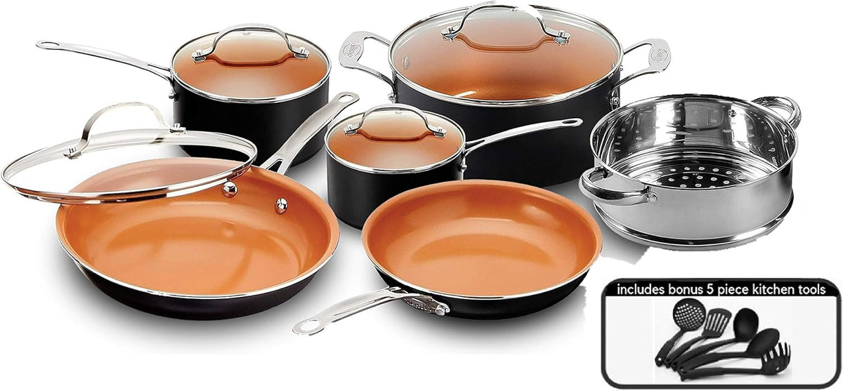 15-Piece Nonstick Titanium and Ceramic Cookware Set with Utensils Z5870