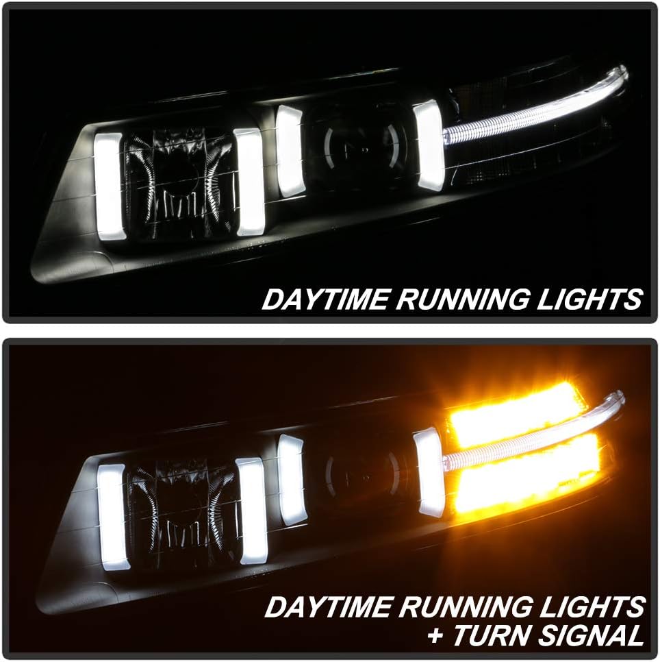 LED Signal DRL Tube Projector Headlights Headlamps Driver & Passenger Side H603852