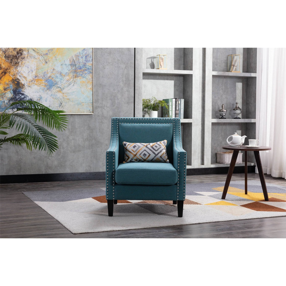 Orange Accent Armchair with Solid Wood Legs E517