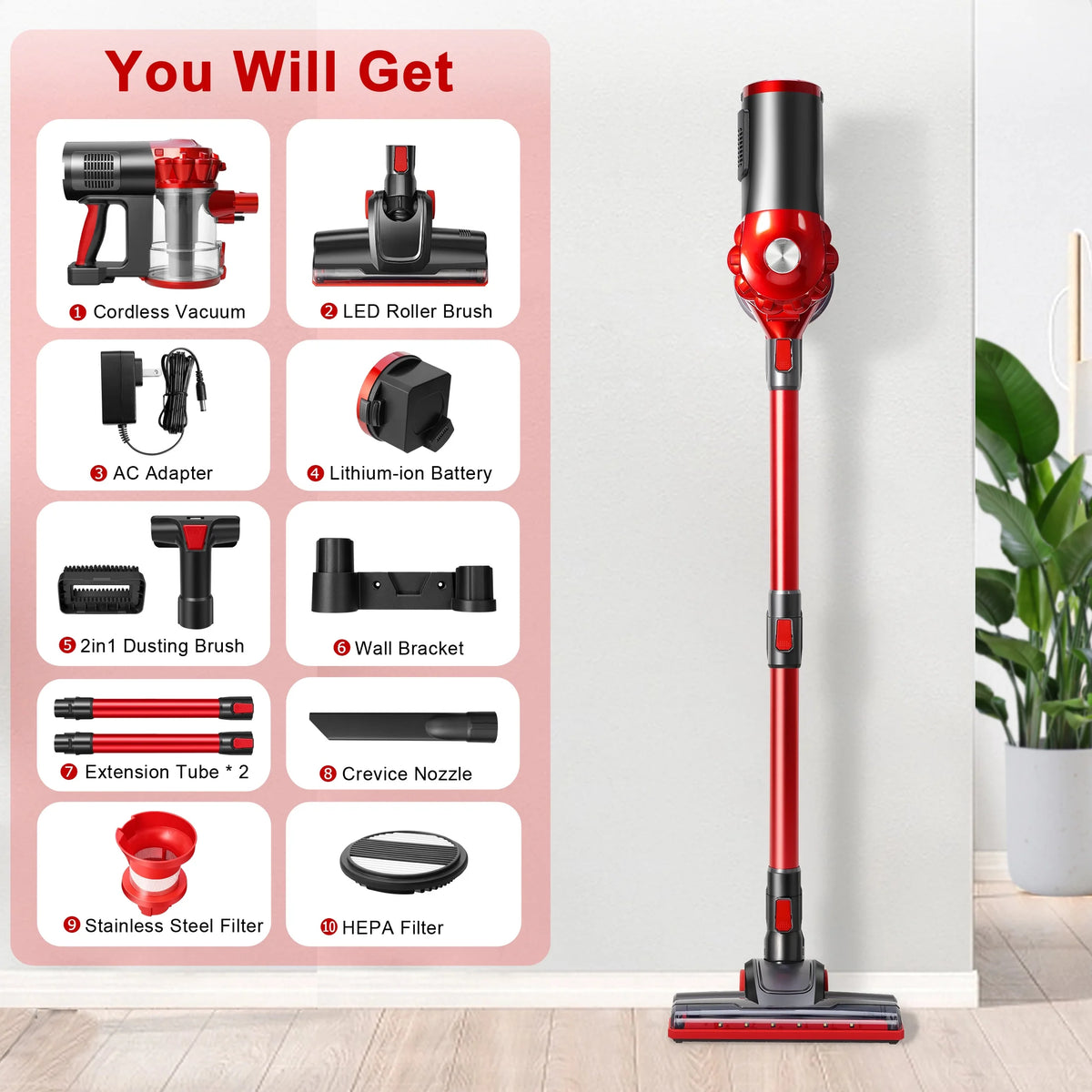 Cordless Bagless Lightweight Stick Handheld Vacuum Cleaner J626348