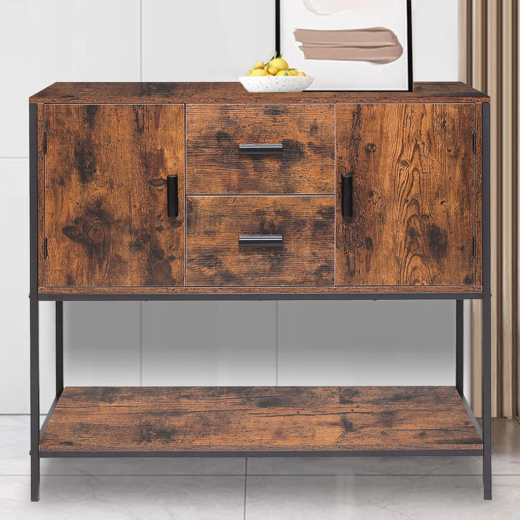 Industrial Buffet Cabinet with 2 Drawers & Doors and 1 Open Shelf B7578