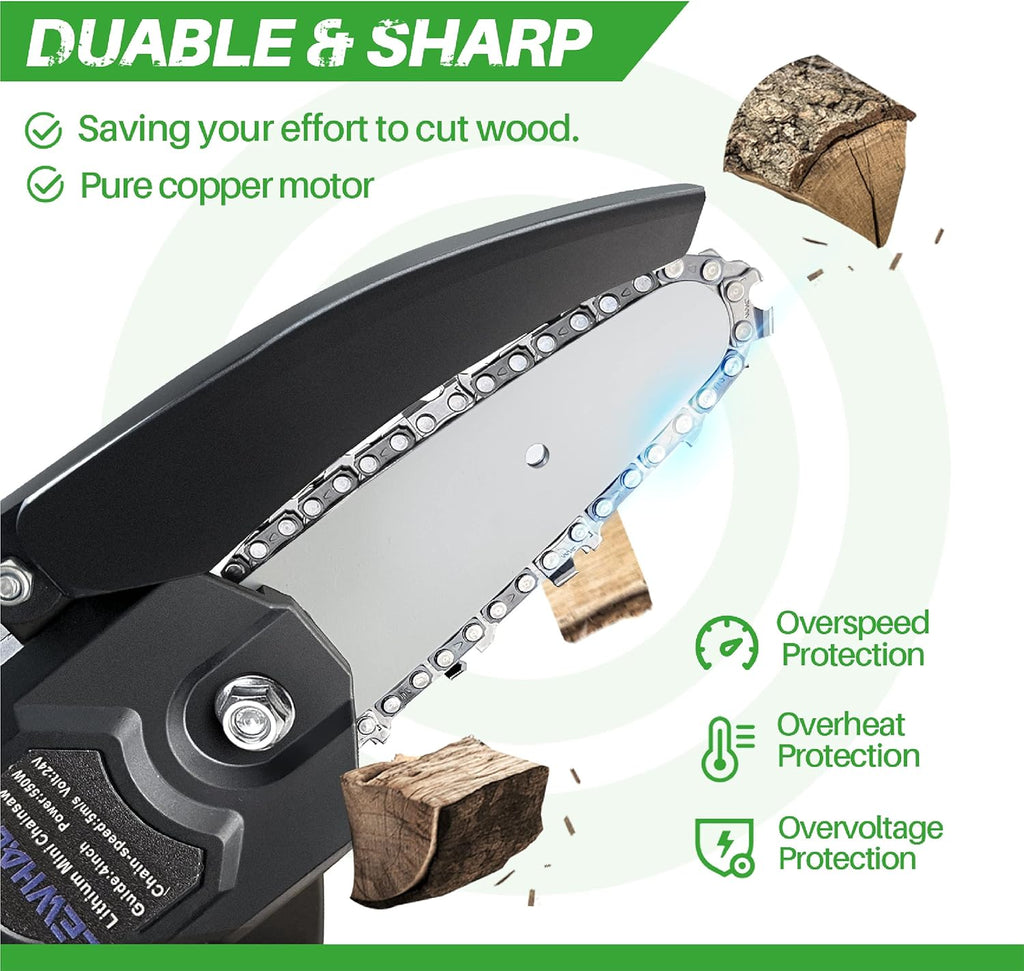 Mini Chainsaw 4-Inch Cordless Power Chain Saws, Pack of 2 L8357