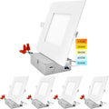 6 Inch Square LED Recessed Lighting, 5 Color Temperature, Dimmable, 4 Pack T6070