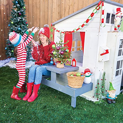 Modern Outdoor Wooden Playhouse with Picnic Table, Mailbox and Outdoor Grill N949