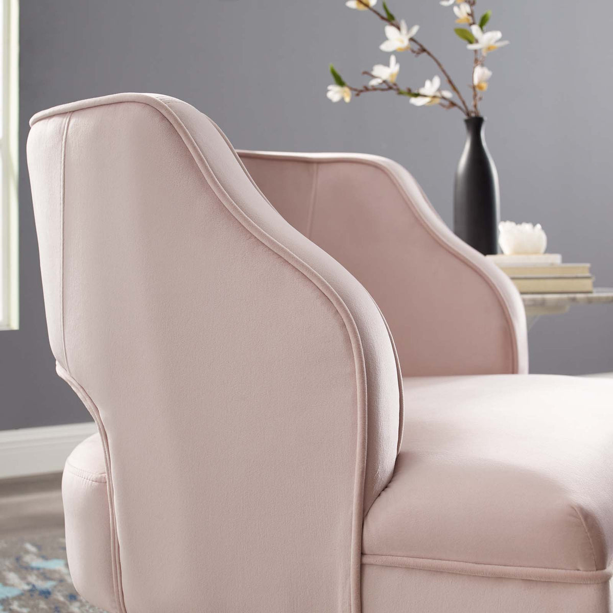 Pink Velvet Accent Armchair C1615