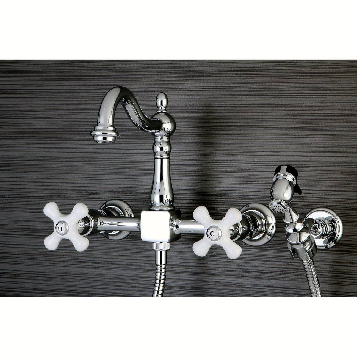 Oil Rubbed Bronze Wall Mount Kitchen Faucet with Brass Sprayer R737129