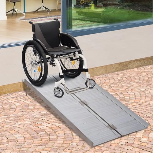 Foldable Aluminum Wheelchair Ramp 6FT with Non-Slip Surface A262856