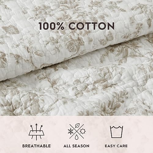 Queen Quilt Set, Reversible Floral Cotton Bedding with Matching Shams V958048