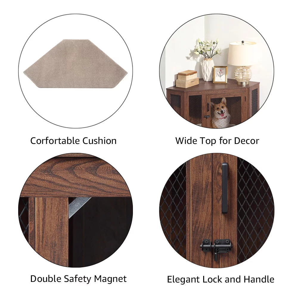 Corner Dog Crate with Cushion A375