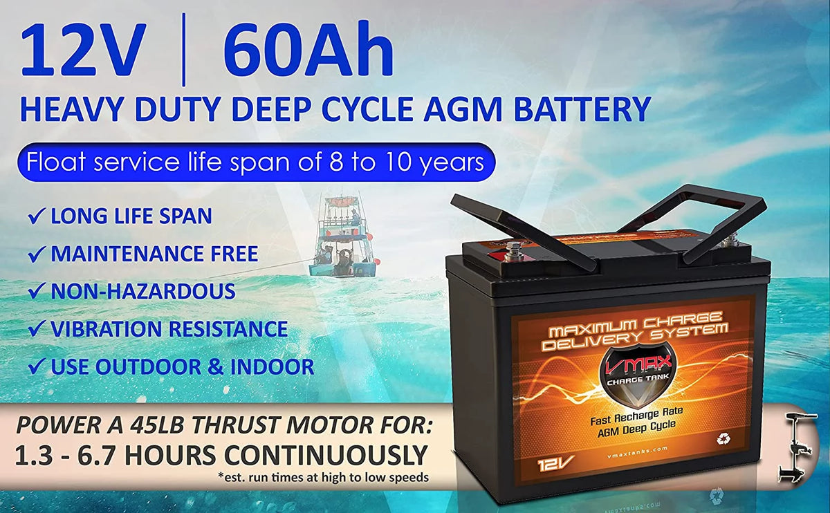 12V 60Ah AGM Deep Cycle Battery D353