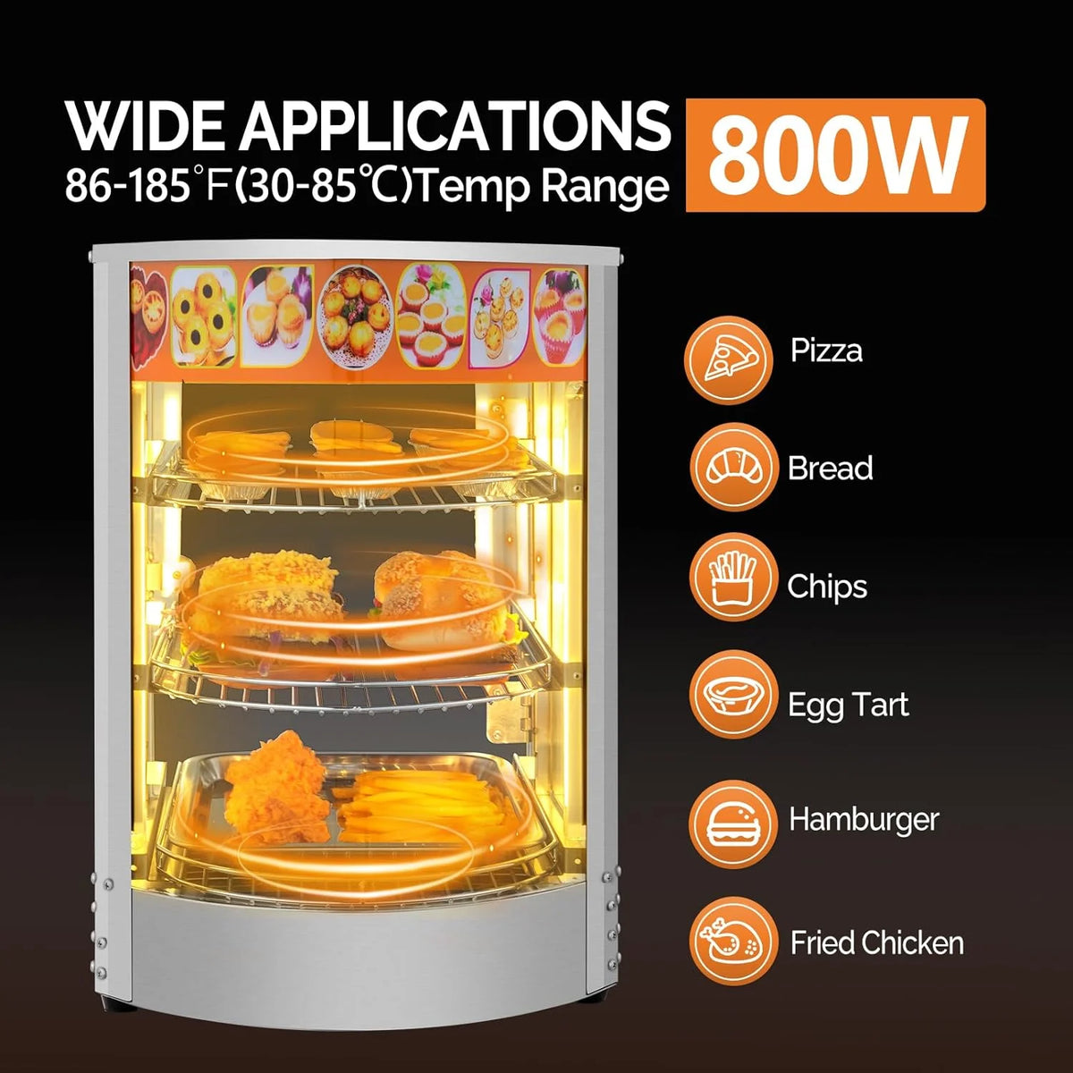 3-Tier Food Warmer Display Case with LED Lighting Y564470