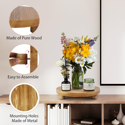 3PCS Round Brown Wooden Plant Stands J6760