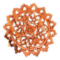 Lotus Blossom Circle Floral Wood Relief Panel Wall Décor K917