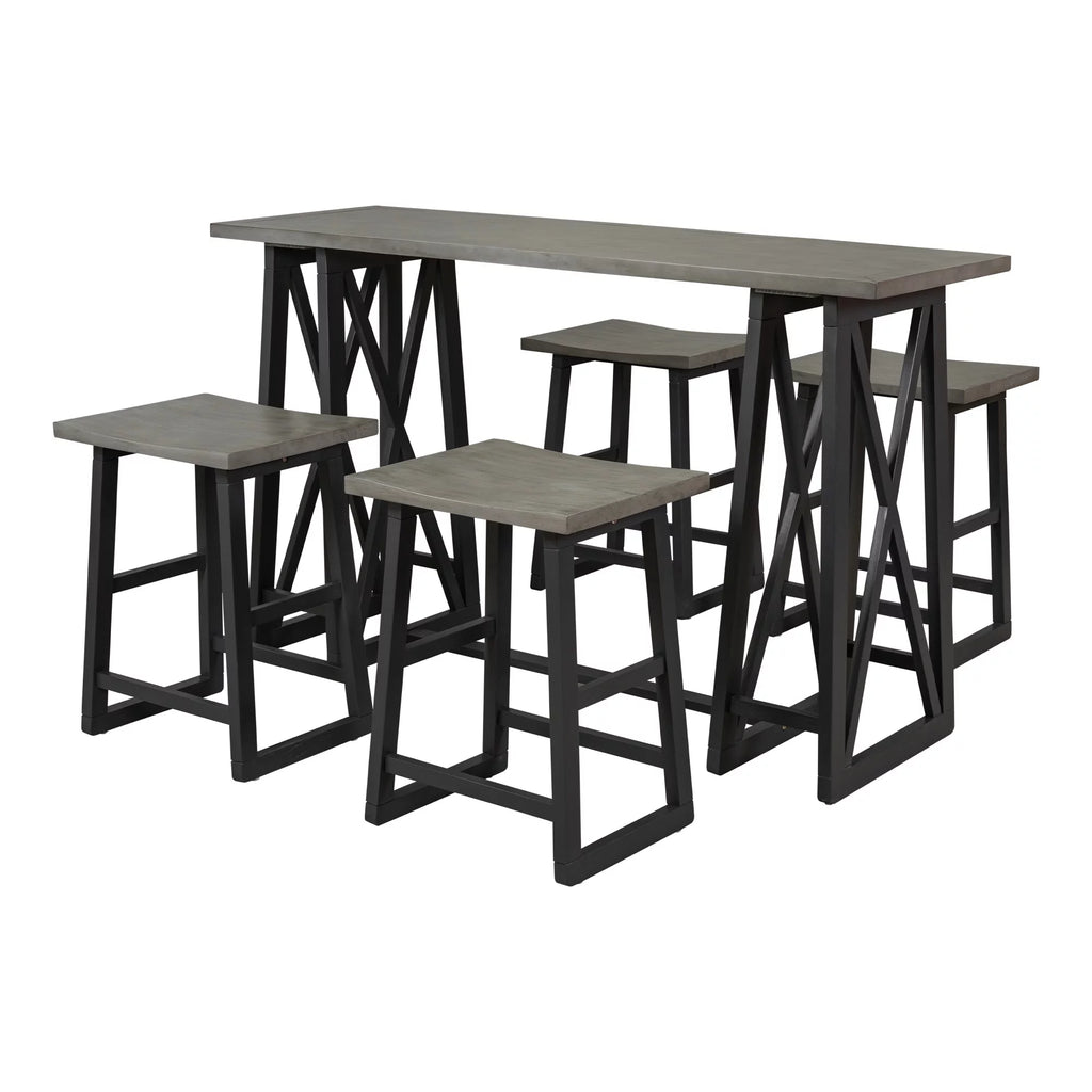 Counter Height 5-Piece Dining Set with Wood Console Table Grey N950