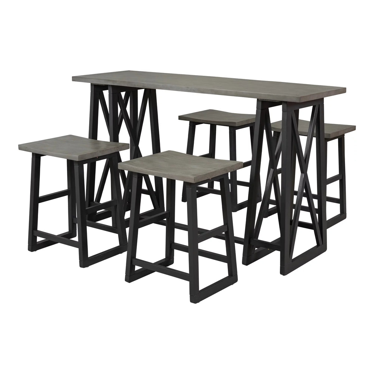 Counter Height 5-Piece Dining Set with Wood Console Table Grey N950