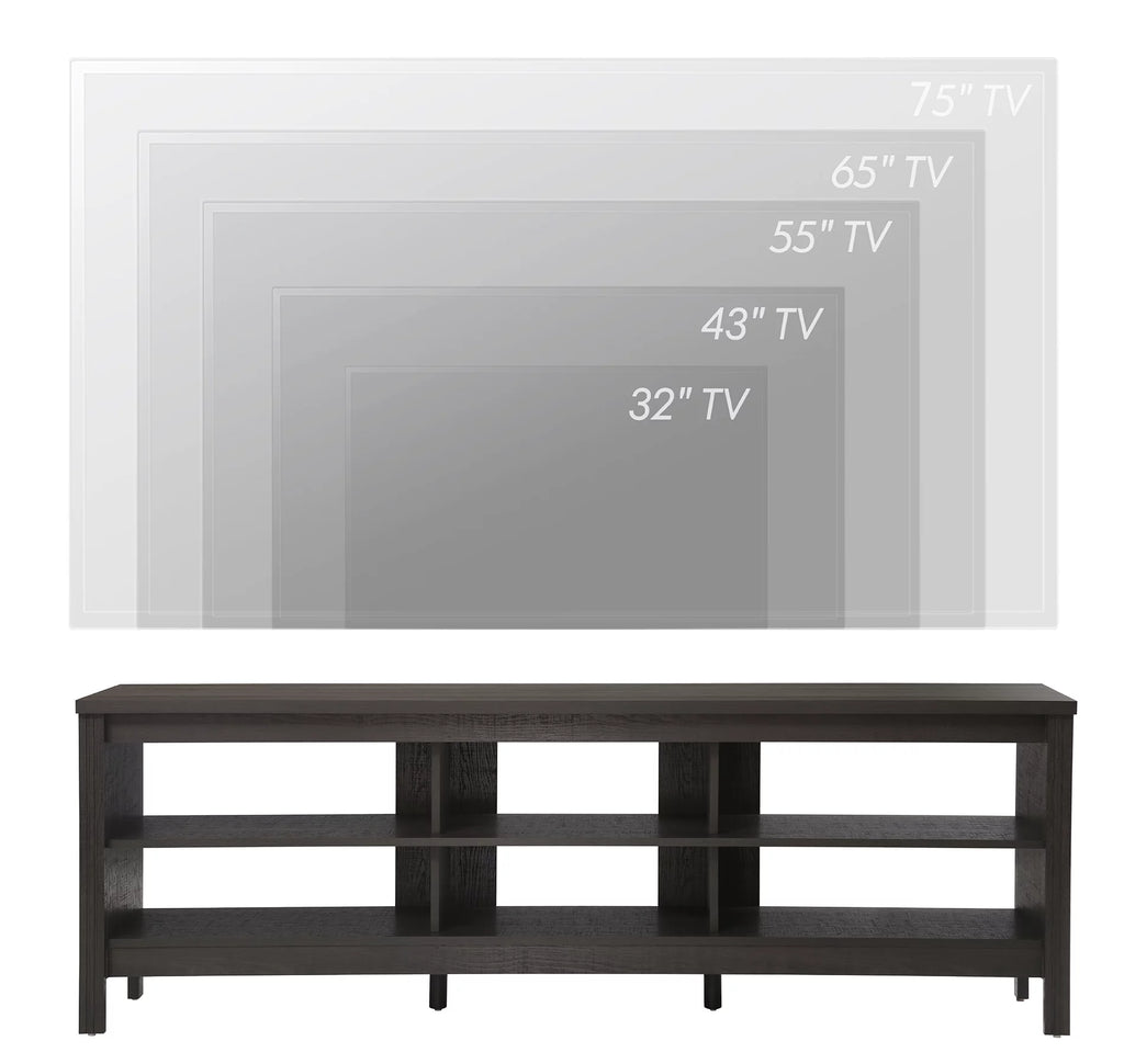 Black Wood TV Stand with 6 Open Shelves B15498