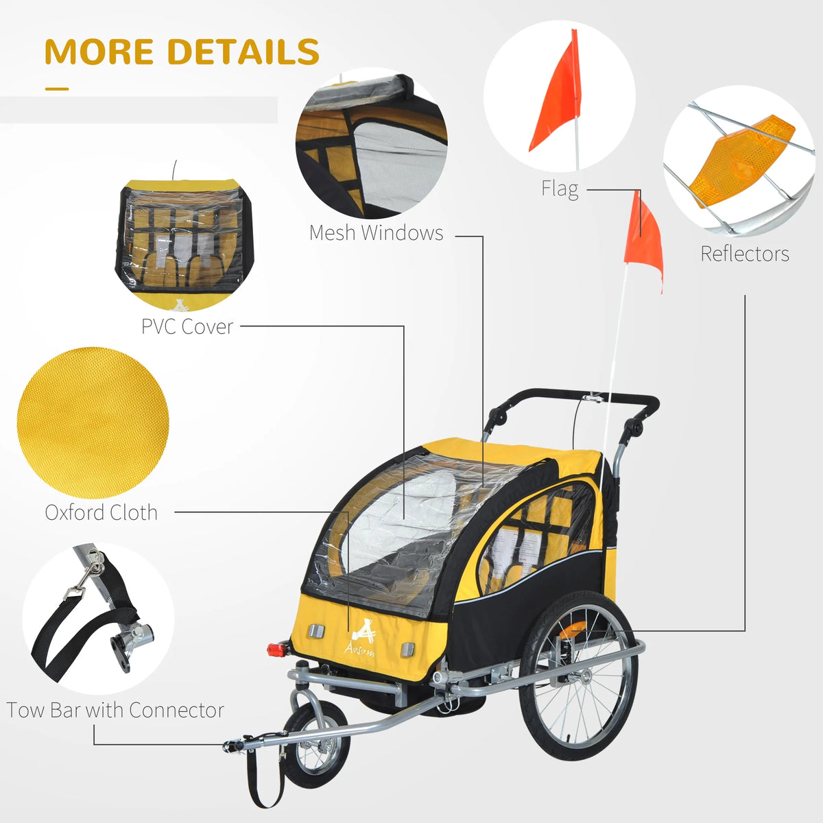 Double Baby Bike Trailer Stroller Swivel Wheel D311253