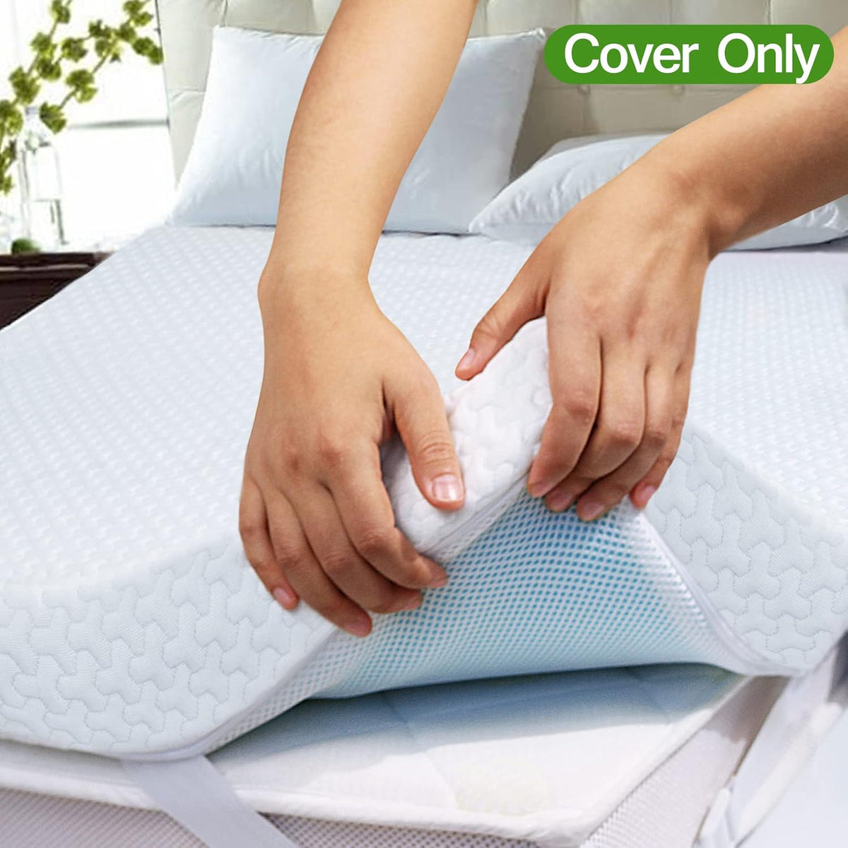 Queen Size Bamboo Rayon Zippered Mattress Protector Cover D251985