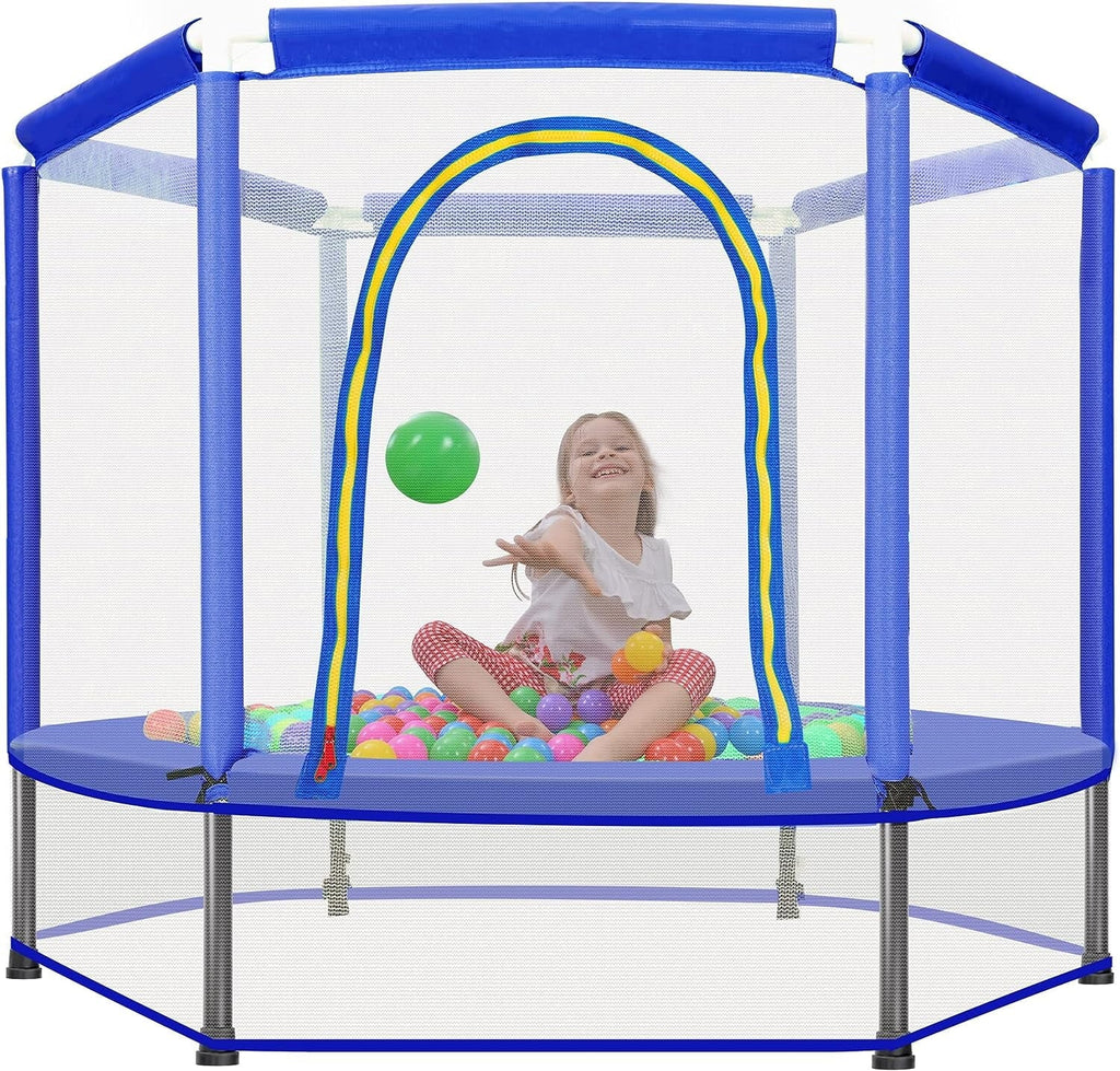 Green Mini Trampoline with Safety Enclosure Net and Pit Balls H728646