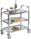 Stainless Steel 3 Tier Rolling Utility Cart with Swivel Locking Wheels D89597
