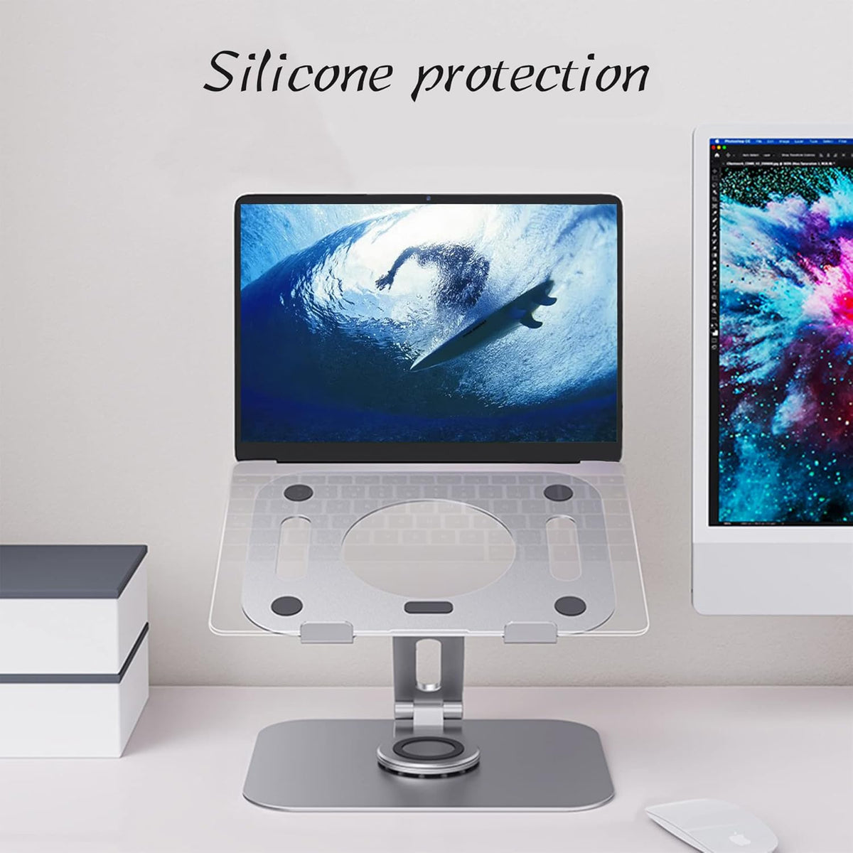 Silver Grey Aluminum Alloy Laptop Stand, Pack of 2 W792