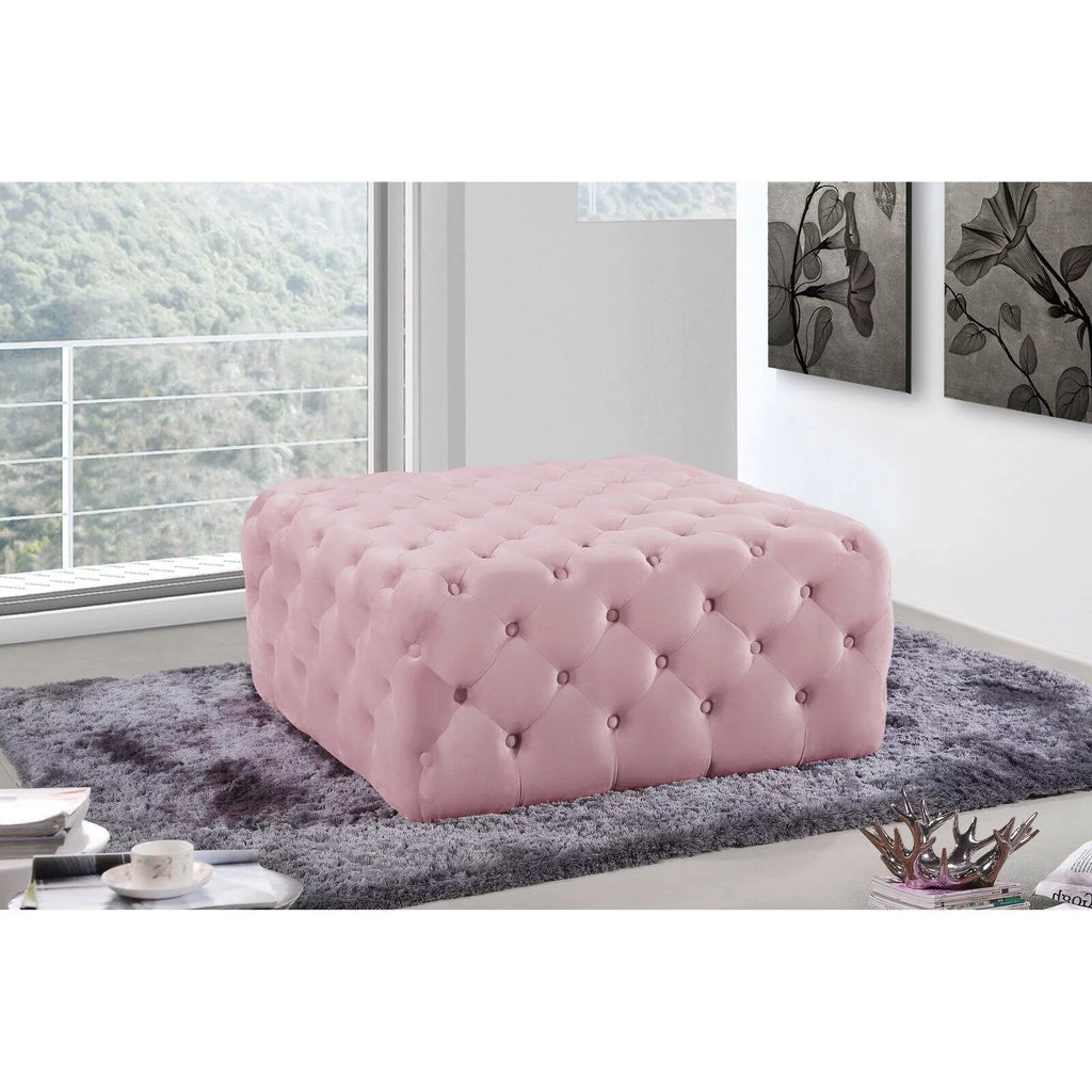 Black Velvet Tufted Ottoman and Bench A471577