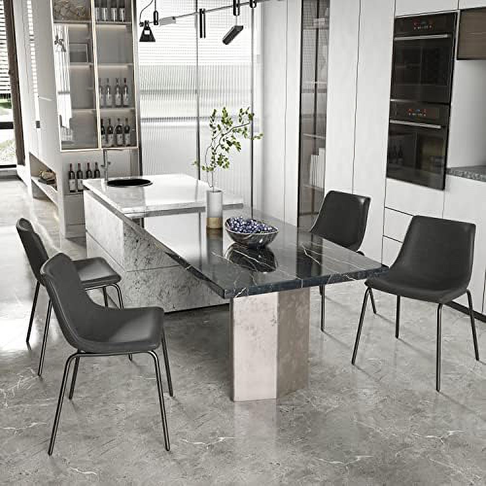 Faux Leather Dining Chairs Set of 2 with Backrest and Metal Legs G77944