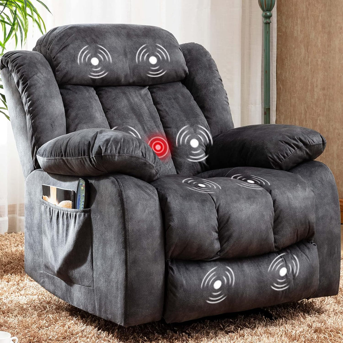 Brown Fabric Manual Rocker Recliner Single Sofa P783