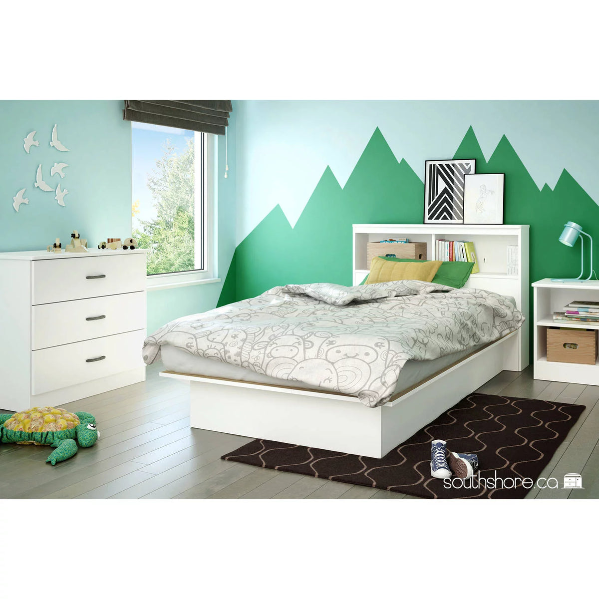 White 2-Shelf Nightstand A984