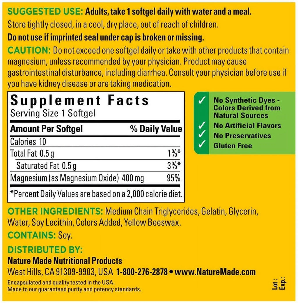 Magnesium 400 mg 150 Liquid Softgels I8526