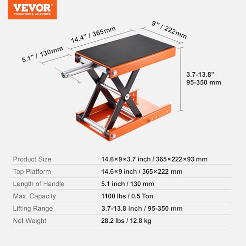 1100 LBS Steel Motorcycle Scissor Lift Jack with Safety Pin W335