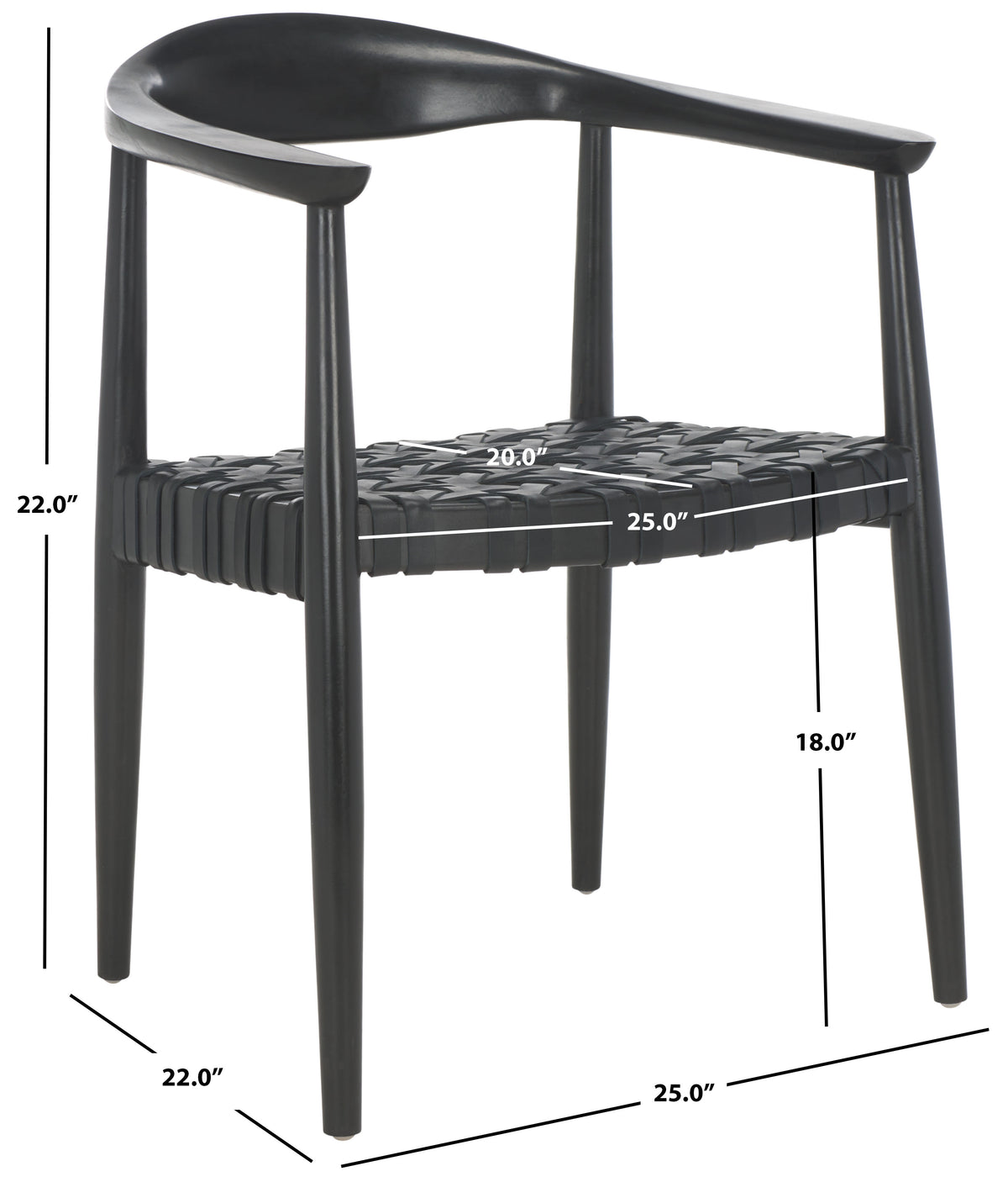 Black Leather Woven Accent Chairs F1143