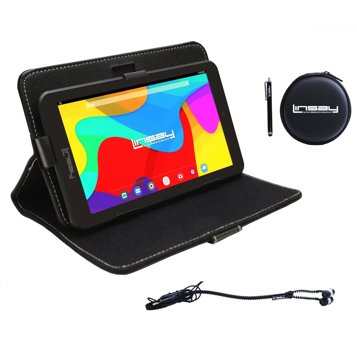 7" Quad Core 2GB RAM 32GB Android 12 Tablet with Black Case, Earphones and Pen Stylus X147