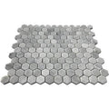 Carrara Hexagon Stone Mosaic Tile in White Polished E629723