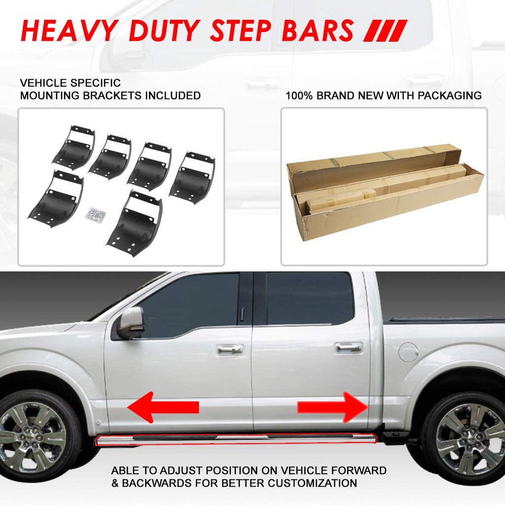 Polished Chrome Stainless Steel Nerf Bar Running Boards O8140