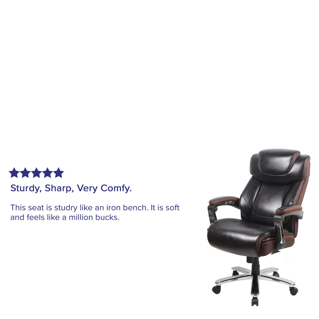 Brown LeatherSoft Ergonomic Office Chair with Headrest C5133