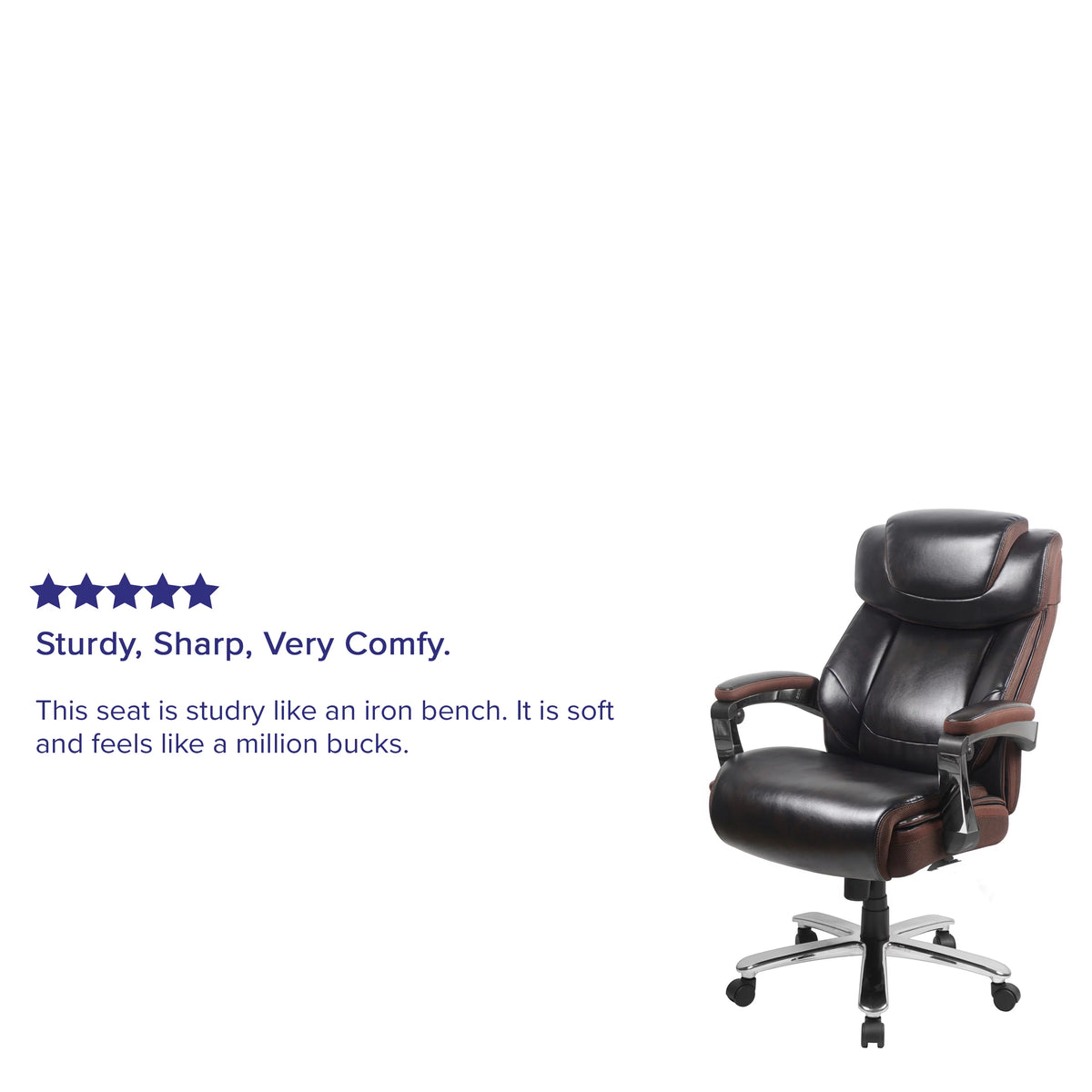 Brown LeatherSoft Ergonomic Office Chair with Headrest C5133