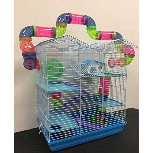 Large Multi-level Wire Animal Cage with Tube Tunnel F2350