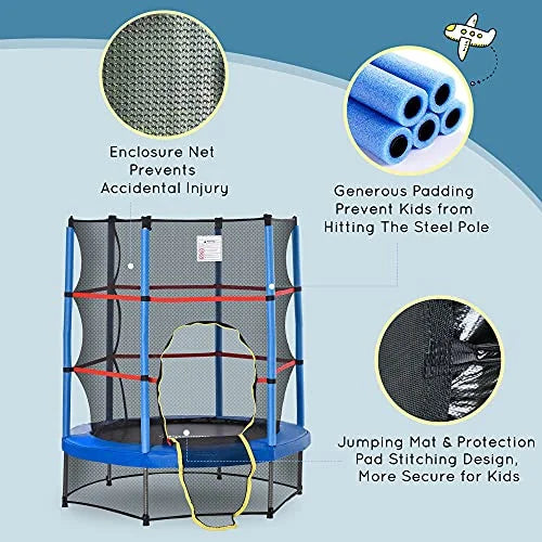 Kids Trampoline with Enclosure Net, Springless Design, Safety Pad and Steel Frame P590213