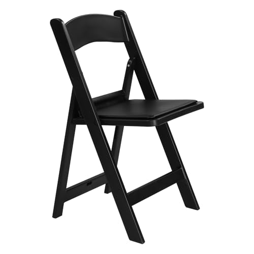 Black Resin Stackable Folding Chair with Padded Seats D52946