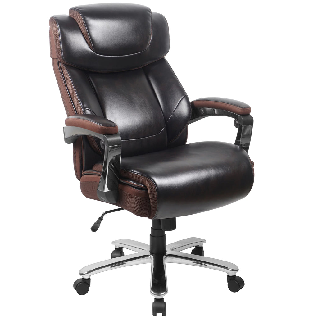 Brown LeatherSoft Ergonomic Office Chair with Headrest C5133