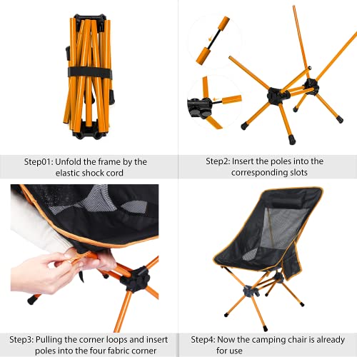 Compact Folding High Back Camping Chair with 2 Side Pockets Black/Gray C8907