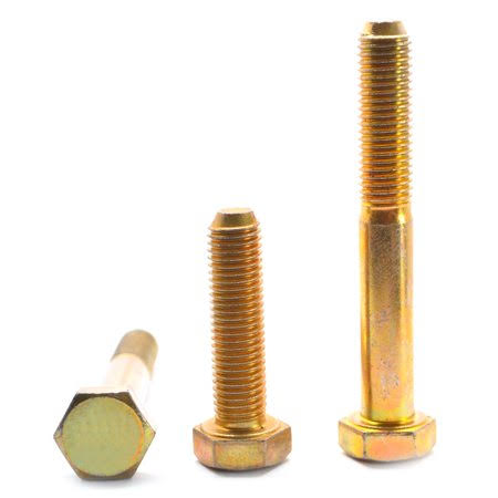 9/16 inch-12 x 4 1/2 inch Grade 8 Hex Cap Screw Alloy Steel Yellow Zinc Plated Pk 100 P98653