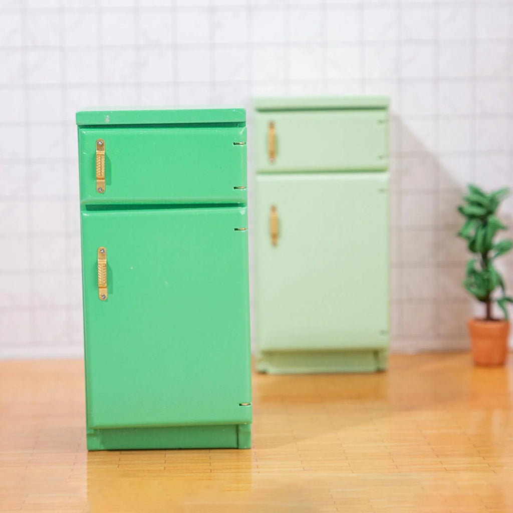 Light Green 1:12 Scale Birch Wood Dollhouse Fridge Furniture Set C820761