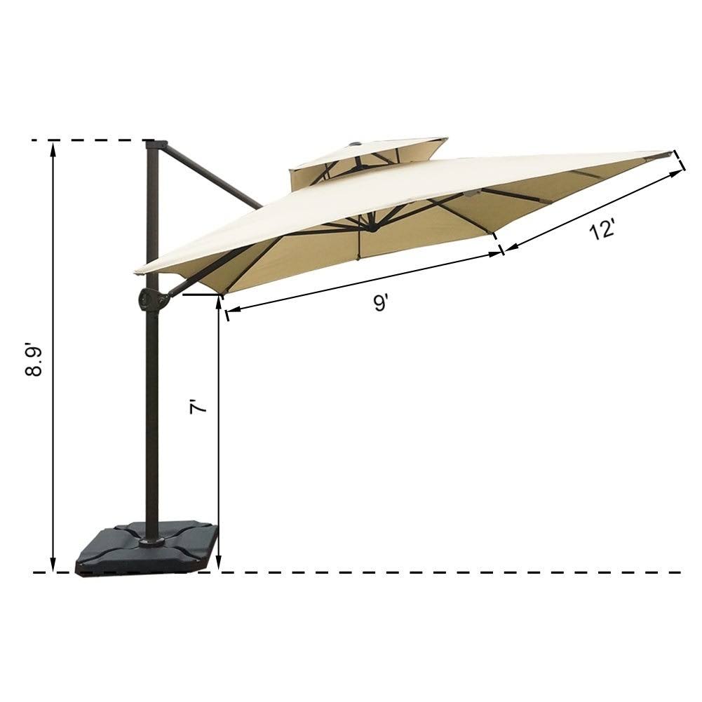 Brown Cantilever Umbrella with Cross Base H969838