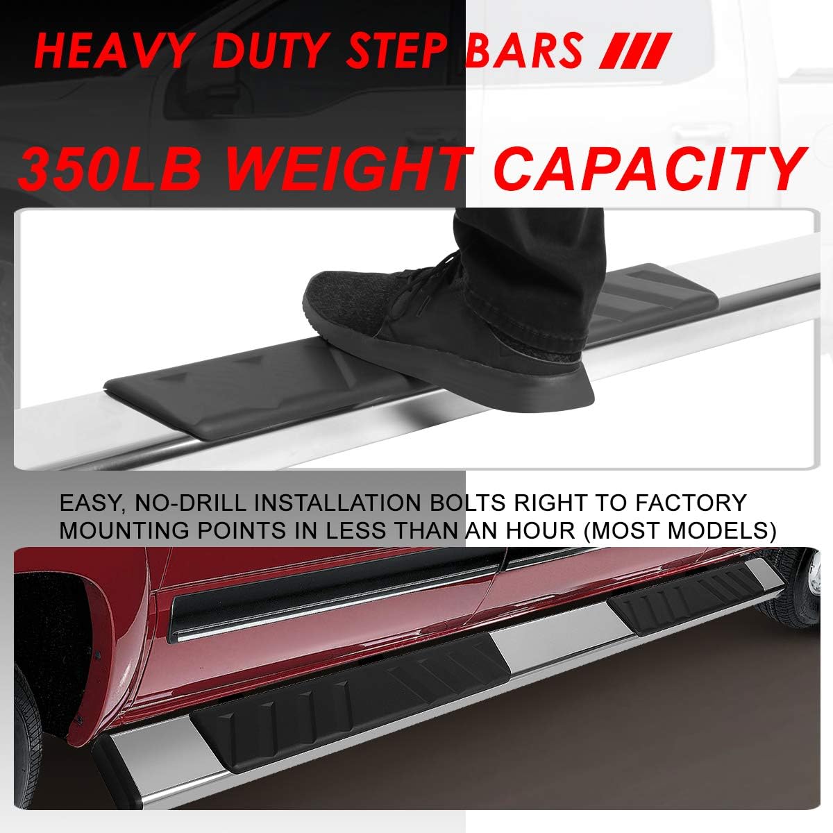 Polished Chrome Stainless Steel Nerf Bar Running Boards O8140